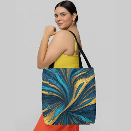 Bolsa Tote padrão de giro do abstrato com tons azuis