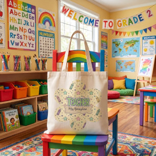 Bolsa Tote Padrão de giz de cera de apreciação de professor P