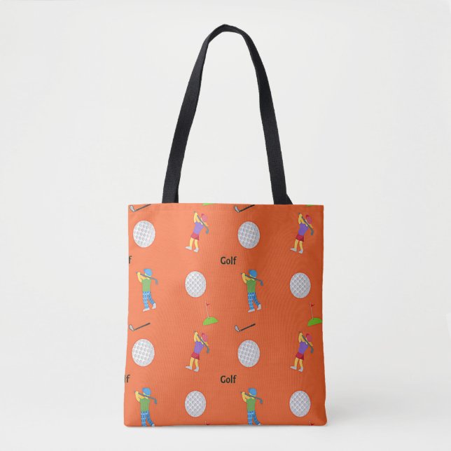 Bolsa Tote Padrão de golfe em laranja (Frente)