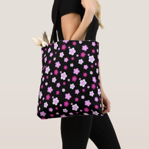 Bolsa Tote Padrão de gradação floral de flor rosa-branca