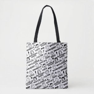 Bolsa Tote Padrão de Grafite de Caracteres de Pêssego