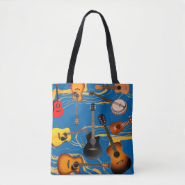 Bolsa Tote padrão de guitarra, música, estilo, blues,