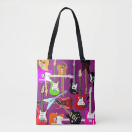 Bolsa Tote padrão de guitarra, música, estilo, roxo,