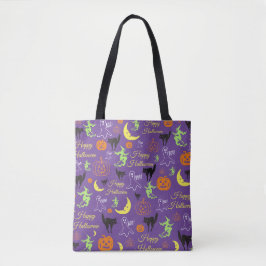 Bolsa Tote Padrão de Halloween de Doce ou Travessura