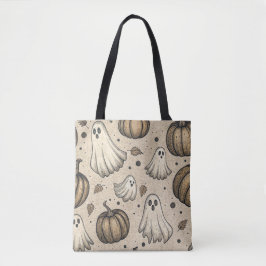 Bolsa Tote Padrão de Halloween de Fantasmas e Pumpkins Vintag