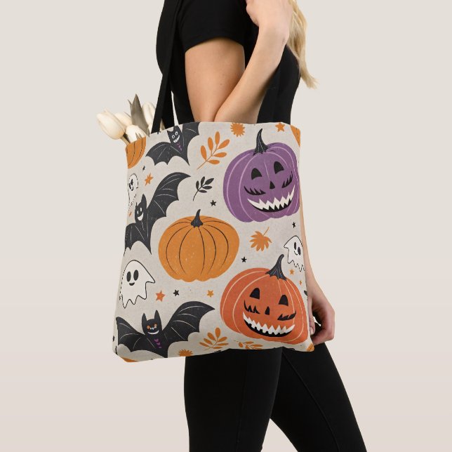 Bolsa Tote Padrão de Halloween e outono (Close Up)