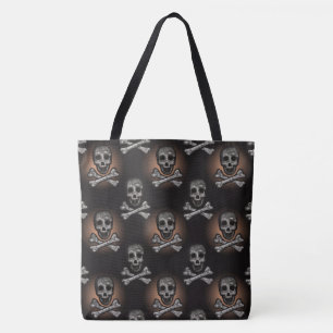 Bolsa Tote Padrão de Halloween Spooky Skulls