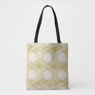 Bolsa Tote Padrão de Hexágono de Ouro Luxuoso - Textura de Má