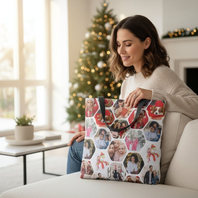 Bolsa Tote Padrão de Hexágono Moderno Simples de Colagem de F (Criador carregado)