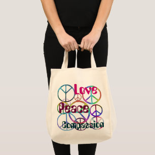 Bolsa Tote Padrão de Hipster de Sinal de Paz
