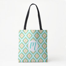 Padrão de Ikat Chic Dourado e Turquoise