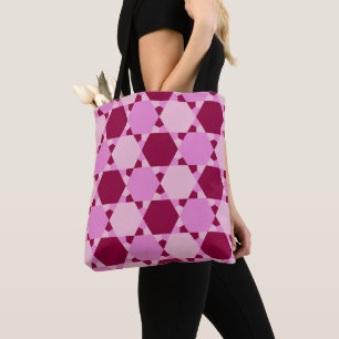Bolsa Tote Padrão de Ilusão Óptica de Triângulo Rosa Girly