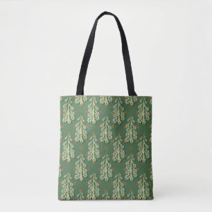 Bolsa Tote Padrão de Ilustração de Árvores de natais vintages