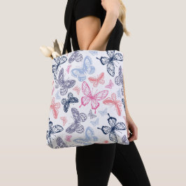 Bolsa Tote Padrão de Ilustração de Borboleta Colorida Bonita