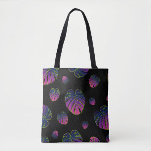 Bolsa Tote Padrão de Ilustração Tropical de Folha Monstera
