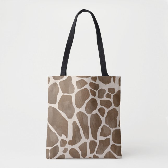 Bolsa Tote Padrão de Impressão Animal Girafa em Aquarela (Frente)