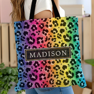 Bolsa Tote Padrão de Impressão Animal Guepardo Leopardo Arco-