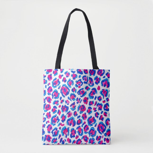 Bolsa Tote Padrão de Impressão de Leopardo Neon (Frente)