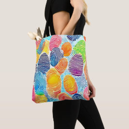 Bolsa Tote Padrão de impressão digital colorido