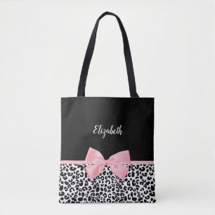 Bolsa Tote Padrão de impressão do Girly Leopard com Arco e 