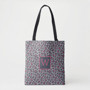 Bolsa Tote Padrão de Impressão do Leopardo de Cinza Rosa Quen