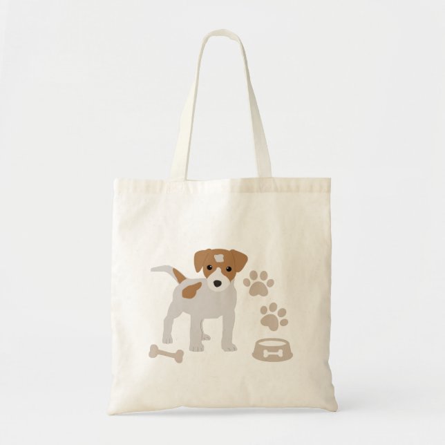 Bolsa Tote Padrão de impressões de papoilas de cãozinho (Frente)