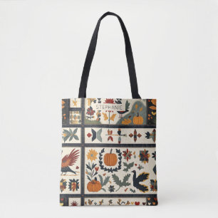 Bolsa Tote Padrão de Inclinação do outono de Folk   Colheita 
