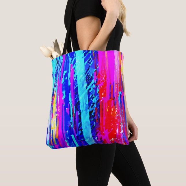 Bolsa Tote Padrão de Intermitência de Cores (Close Up)