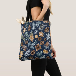 Bolsa Tote Padrão de inverno do pinheiro de aquarela