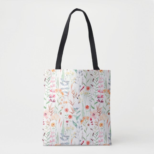 Bolsa Tote Padrão de Jardim da Flor do Pastel (Frente)