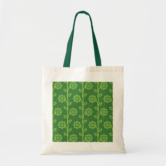 Bolsa Tote Padrão de Jardim Flor Verde (Frente)