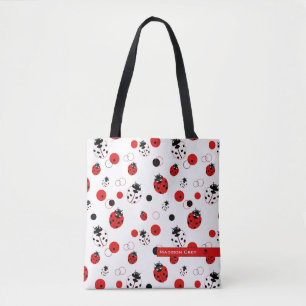 Bolsa Tote Padrão de Ladybug vermelho, preto e branco simple