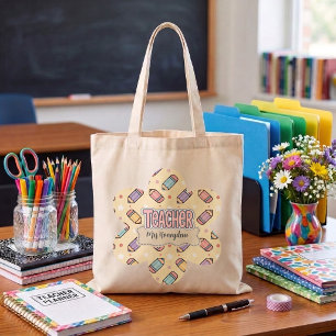 Bolsa Tote Padrão de Lápis de Agradecimento à Professora Fofa