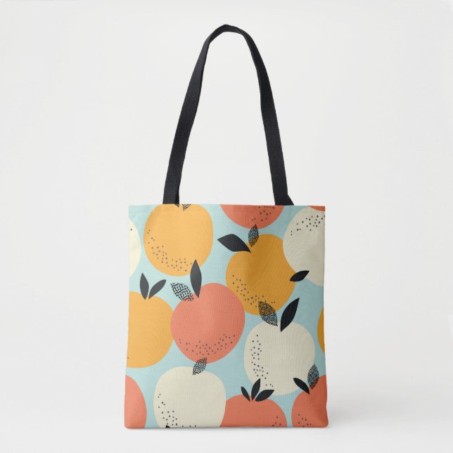 Bolsa Tote Padrão De Laranjas: Design Sem Costura Vibrante. (Frente)