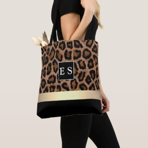 Bolsa Tote Padrão de Leopard do Monograma Personalizado