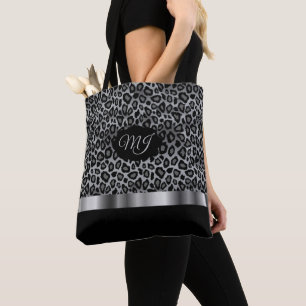 Bolsa Tote Padrão de Leopardo da Cinza do Monograma