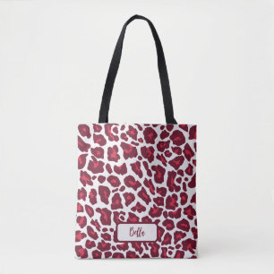 Bolsa Tote Padrão de Leopardo Vermelho