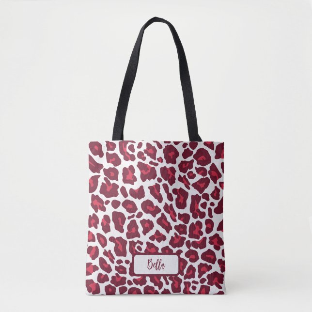 Bolsa Tote Padrão de Leopardo Vermelho (Frente)
