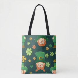 Bolsa Tote Padrão de Leprechaun de Mão Verde