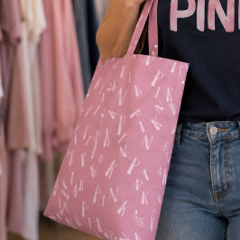 Bolsa Tote Padrão de Letra Rosa de Aquarela Divertida Moderna