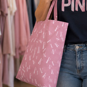 Bolsa Tote Padrão de Letra Rosa de Aquarela Divertida Moderna