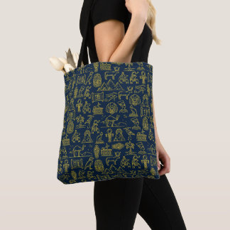 Bolsa Tote padrão de letras do antigo Egito é repetido