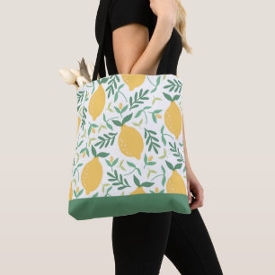 Bolsa Tote Padrão de limão amarelo-Fazenda brilhante