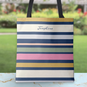 Bolsa Tote Padrão de Listra Colorido Moderno e Elegante
