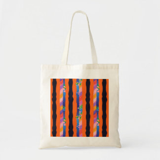 Bolsa Tote Padrão de Listra Ondulada Floral Laranja