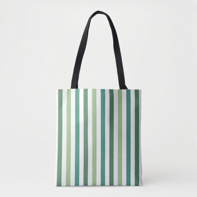 Bolsa Tote Padrão de Listras Verdes Modernas (Frente)