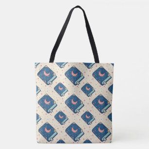 Bolsa Tote Padrão de Lua do Livro de Histórias Celestiais