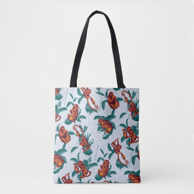 Bolsa Tote Padrão de Macacos Reproduzíveis do Lotus Branco (Frente)