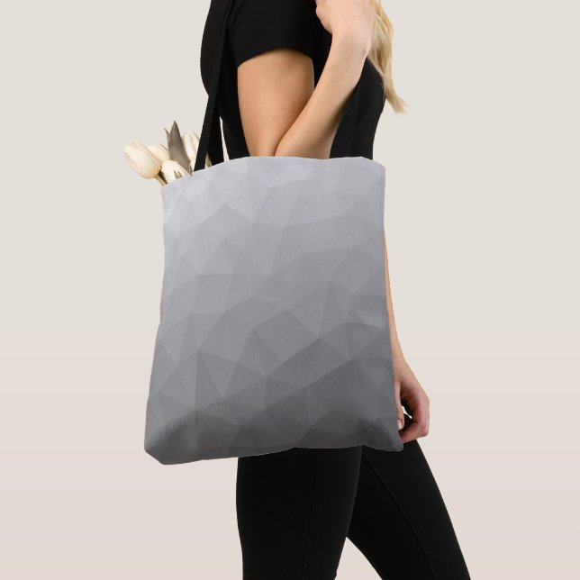 Bolsa Tote Padrão de Malha Geométrica com Gradiente Cinza (Close Up)