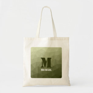 Bolsa Tote Padrão de malha geométrica verde claro do exército